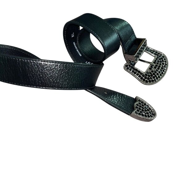 AL C Womens Belt Size XL Black Embellished Leather Western Buckle Casual main image 7